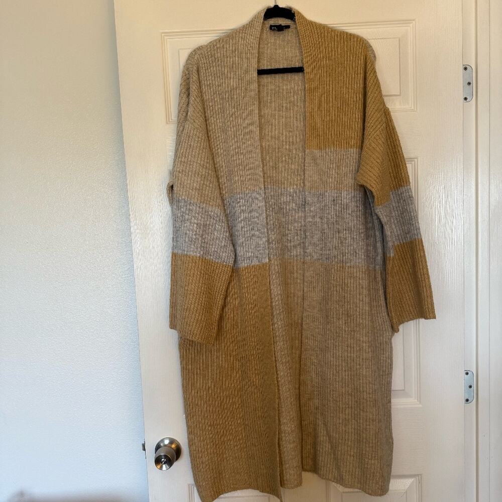 Topshop Beige, Grey, Tan Colorblock Long Cardigan Size 4-6